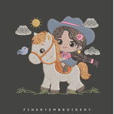 Girl Riding a Horse Embroidery Design | FineryEmbroidery - FineryEmbroidery
